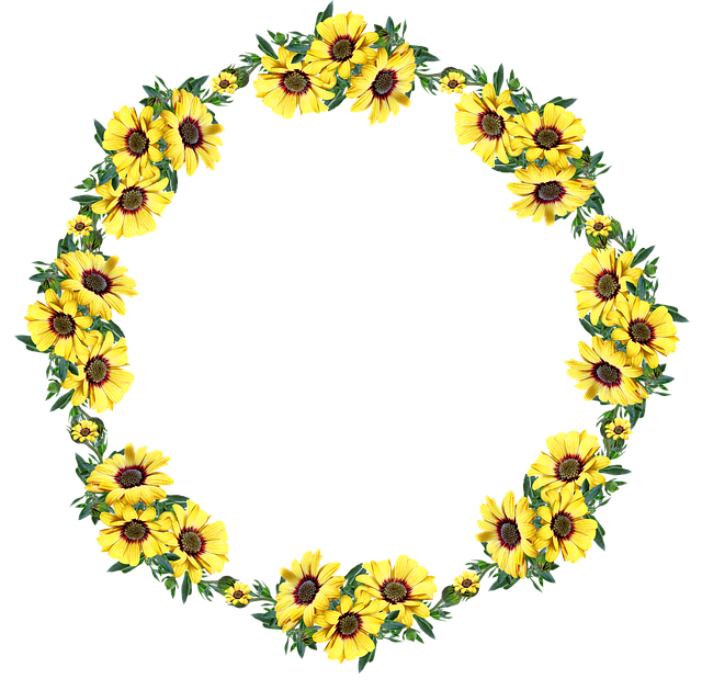 věnec se žlutými květinami